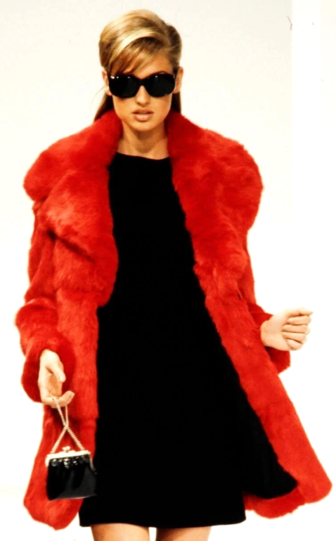 Vintage F/W 1995 Dolce & Gabbana Classic Black Mink & Fox Fur Midi Trench Coat Jacket