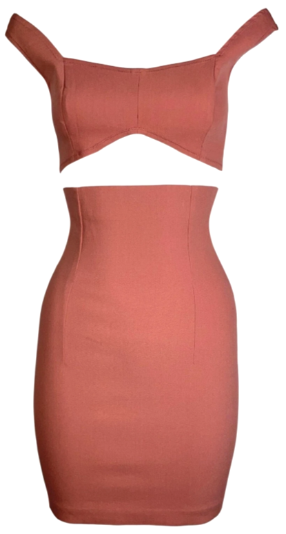 Vintage S/S 1991 Dolce & Gabbana Pin-Up Crop Top & High Waist Bodycon Mini Skirt Set