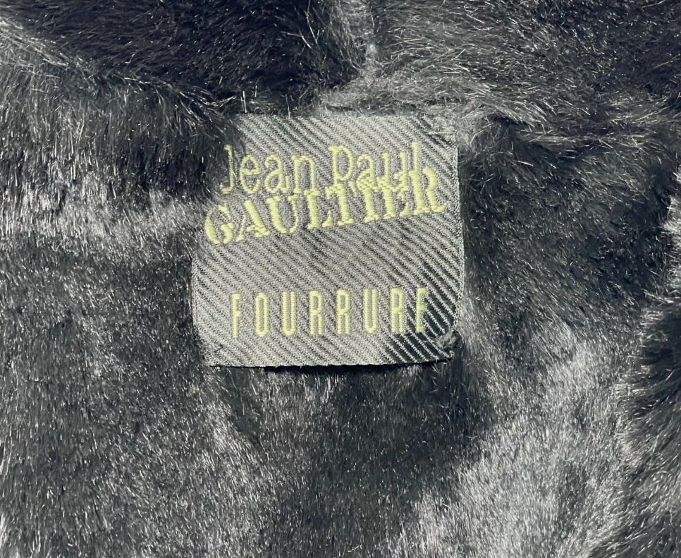 2000's Jean Paul Gaultier Kimono Style Black Fur Open Sides Swing Coat Jacket