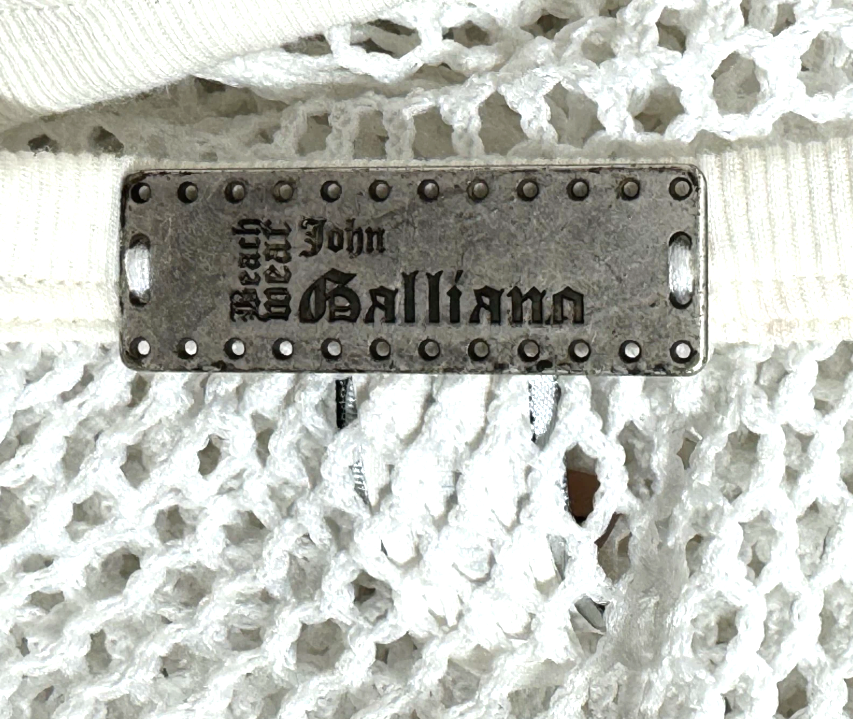 2000's John Galliano Sheer White Fishnet Mesh Mini Dress