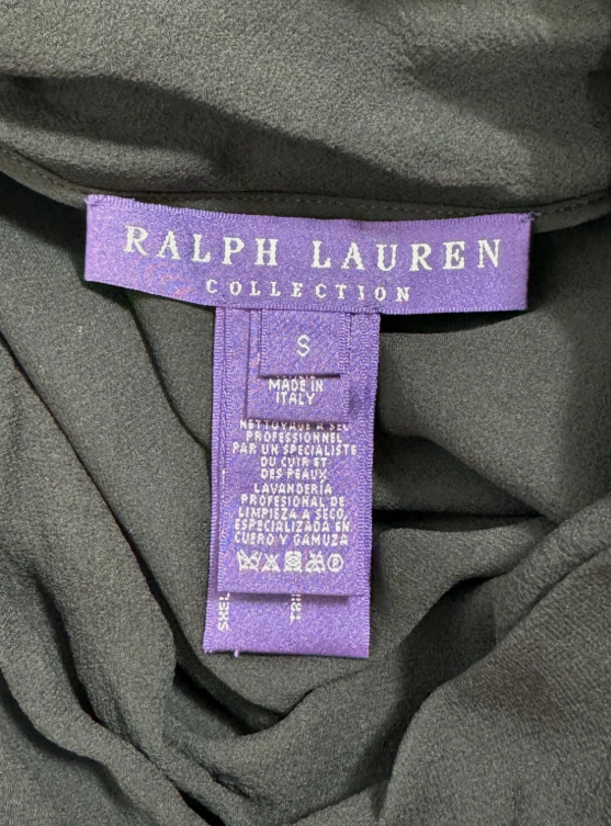 2000's Ralph Lauren Collection Purple Label Sheer Black Silk & Leather Tunic High Double Slits Mini Dress