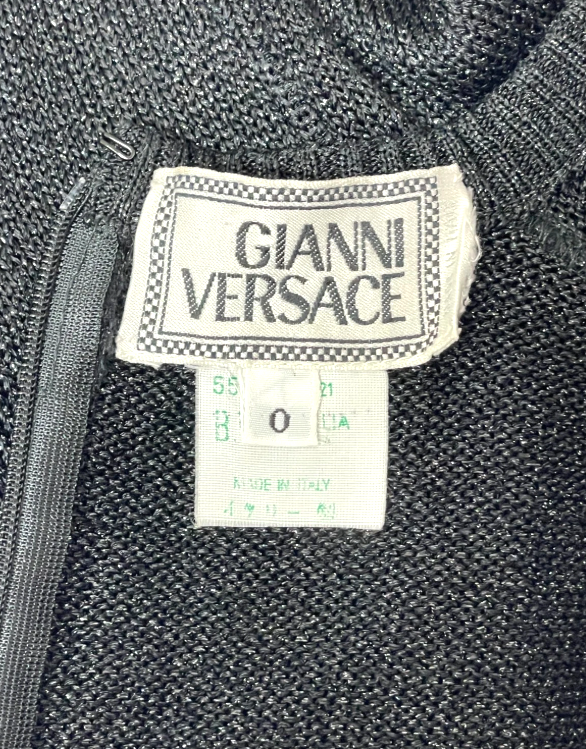 Vintage 1992 Gianni Versace Sheer Black Lolita Pin-Up Bow Detail Knit Romper Jumpsuit