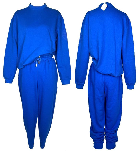 NWT Vintage S/S 1992 Hermès Royal Blue Jumpsuit Tracksuit Sweatshirt Sweat Pants Set