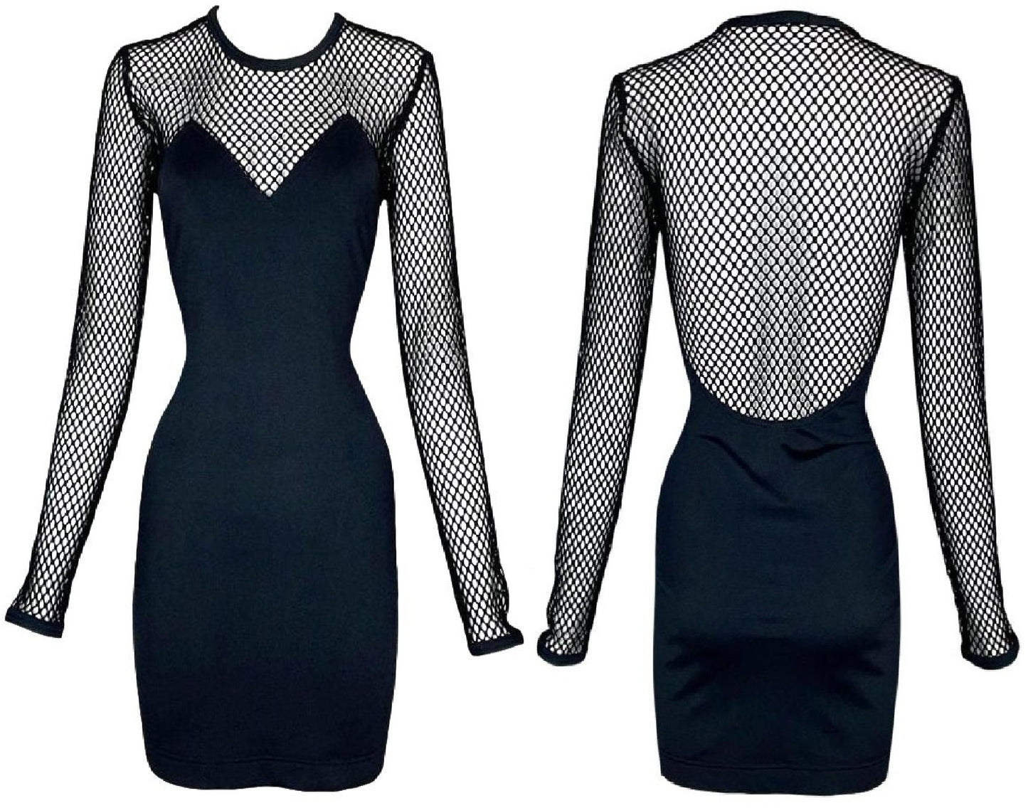 Vintage 1990's Chantal Thomass Sheer Black Fishnet Mini Dress