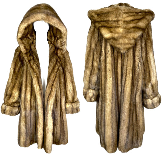 Vintage 1988 Gianfranfo Ferre Sobol Russian Golden Sable Fur Hooded Coat