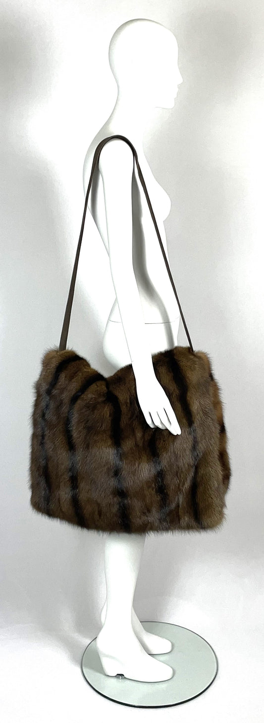 Vintage 2000's Custom Made Extra Large Russian Sable Fur Hobo Handbag Bag