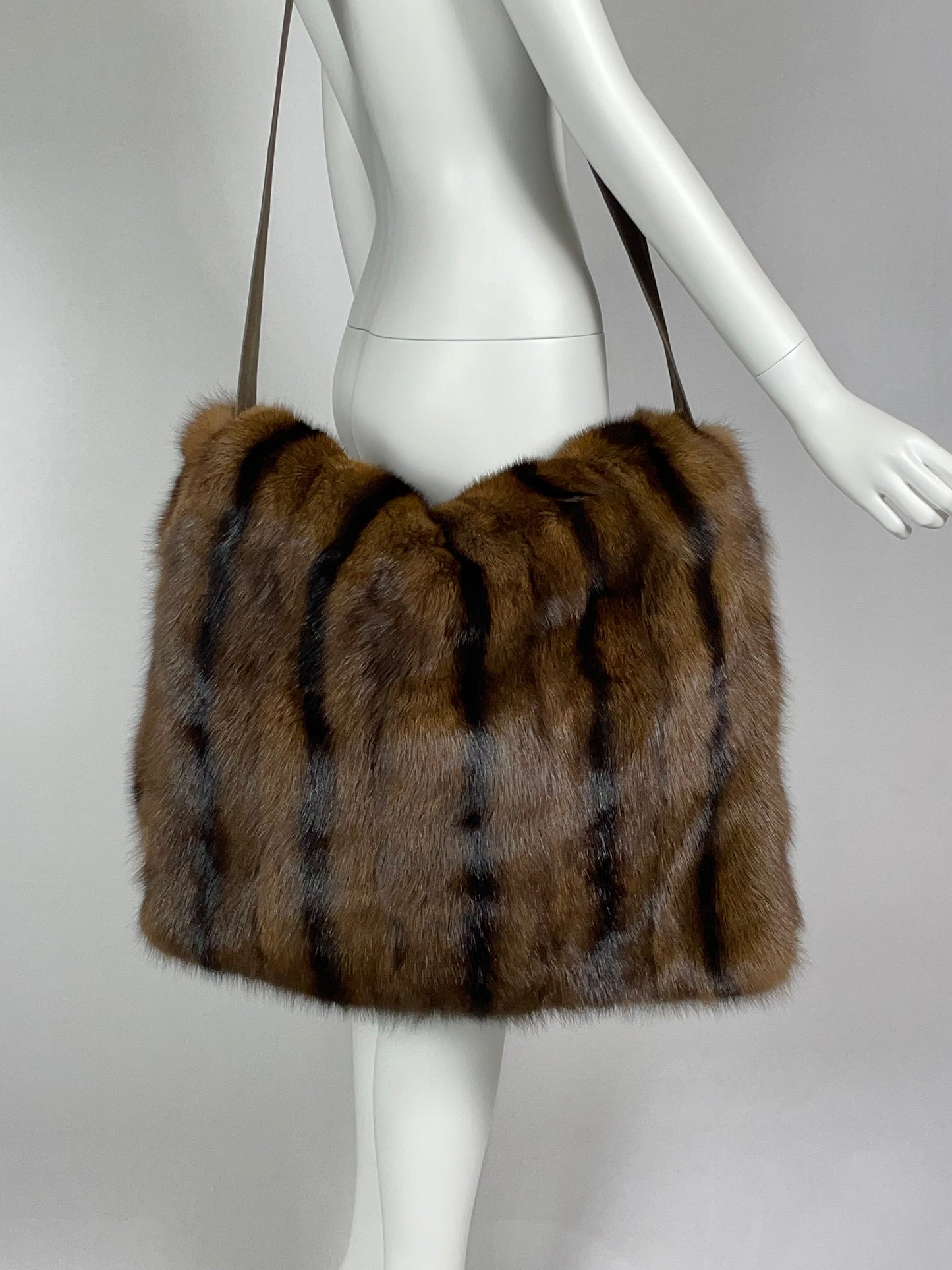 Vintage 2000's Custom Made Extra Large Russian Sable Fur Hobo Handbag Bag