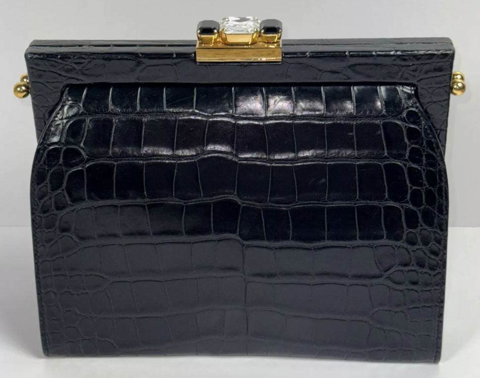 Dolce & Gabbana Alta Moda Haute Couture Black Crocodile Alligator Handbag