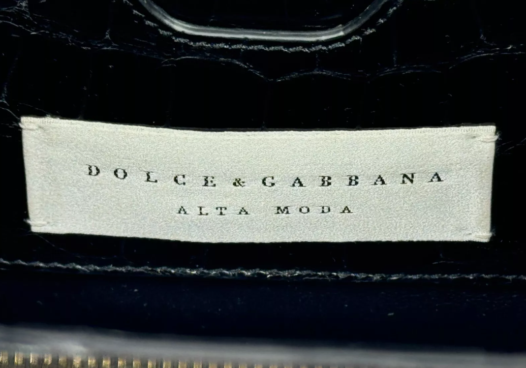 Dolce & Gabbana Alta Moda Haute Couture Black Crocodile Alligator Handbag