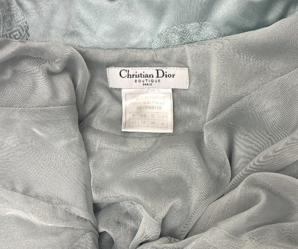 S/S 2000 Christian Dior by John Galliano Runway Blue Chinoiserie Zipper Accent Mermaid Gown Dress