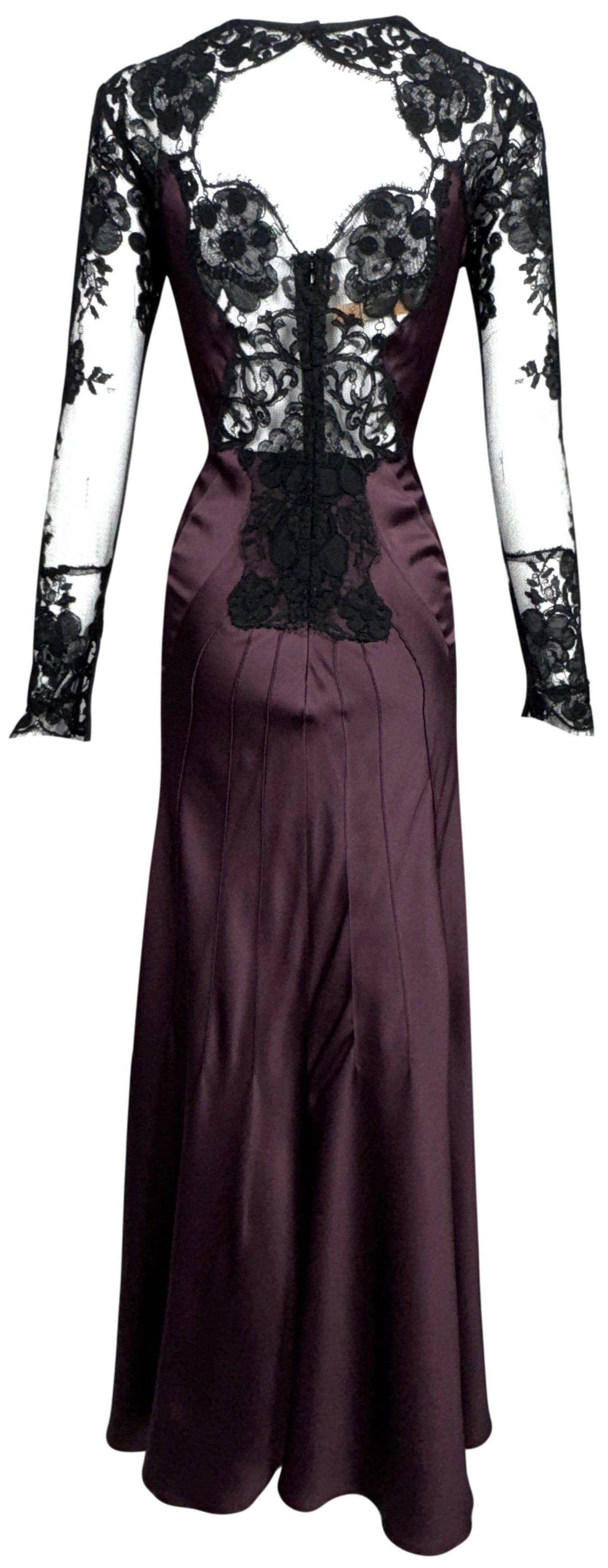 2000's John Galliano Sheer Black Mesh & Lace Goth Queen Morticia Maxi Dress