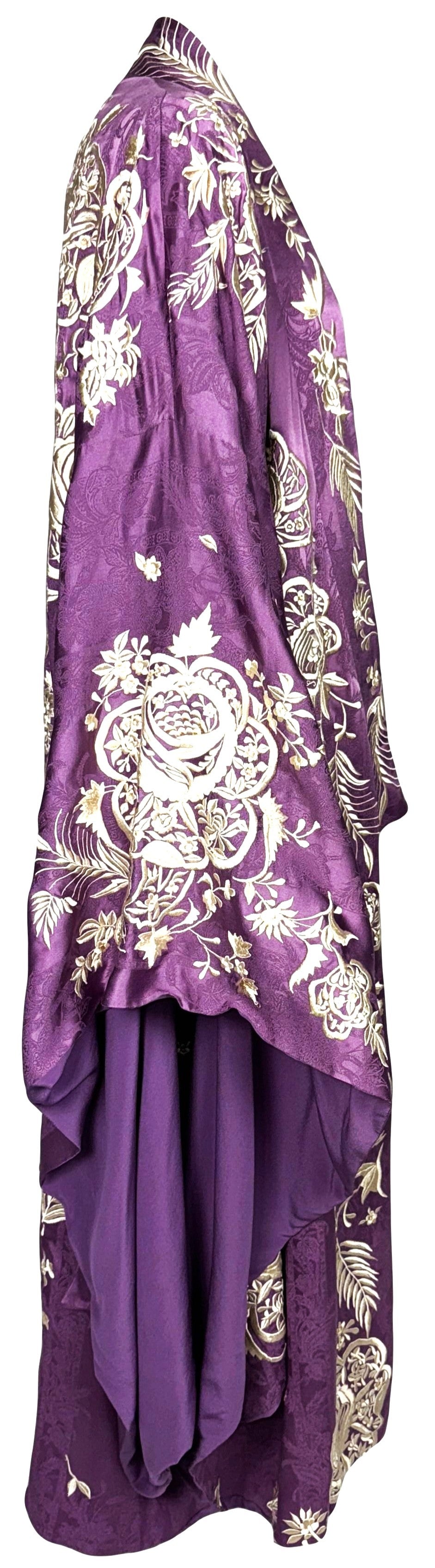 Roberto Cavalli RARE Embroidered Purple Silk Kimono Dress Jacket
