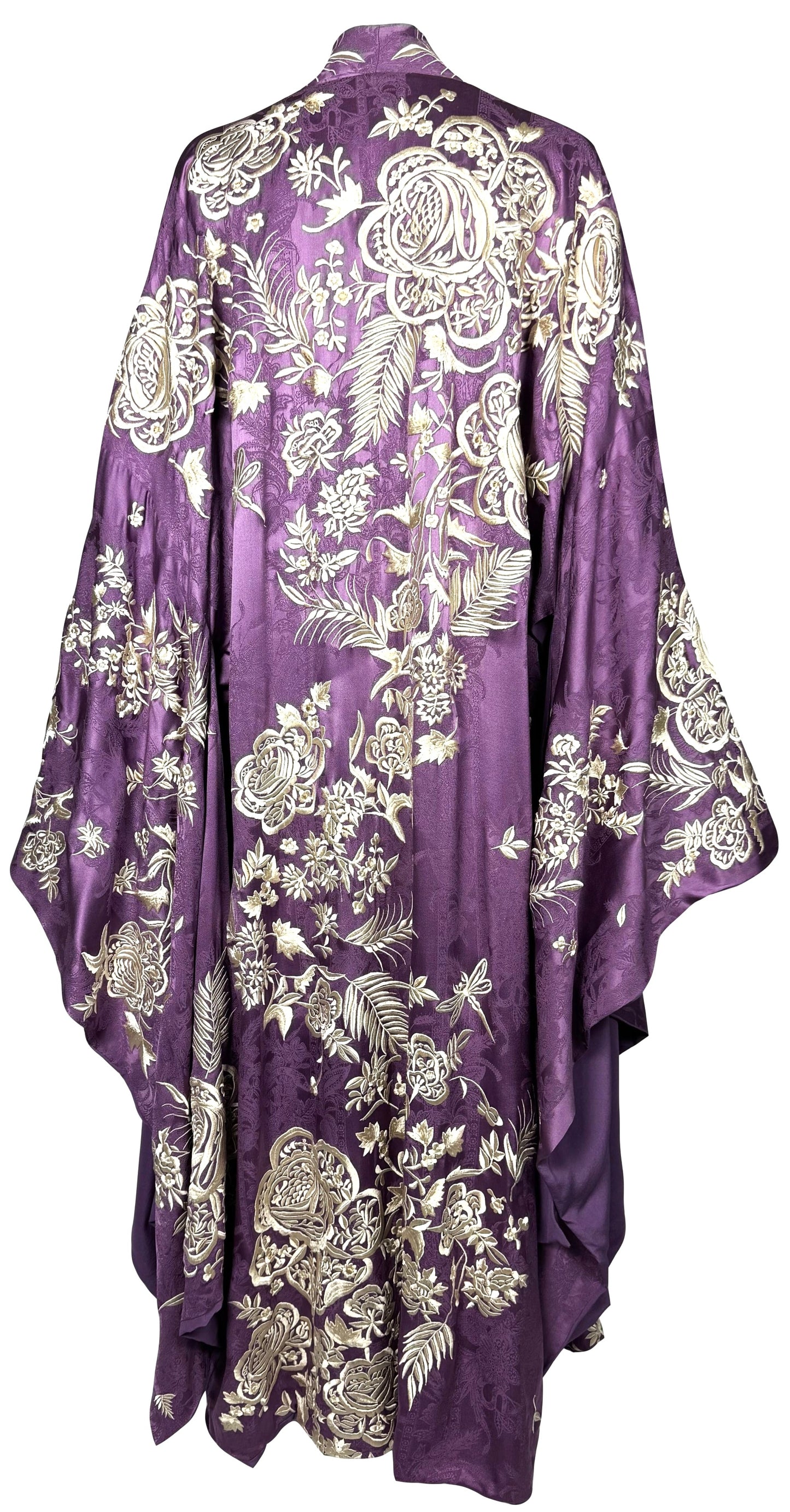 Roberto Cavalli RARE Embroidered Purple Silk Kimono Dress Jacket
