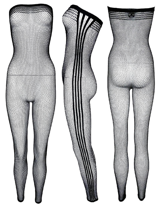 2000's Jean Paul Gaultier Sheer Black Fishnet Bodystocking Strapless Jumpsuit