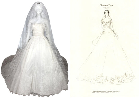 $137K F/W 2012 Christian Dior Haute Couture by Raf Simons Custom Wedding Gown Dress w Extra Long Veil