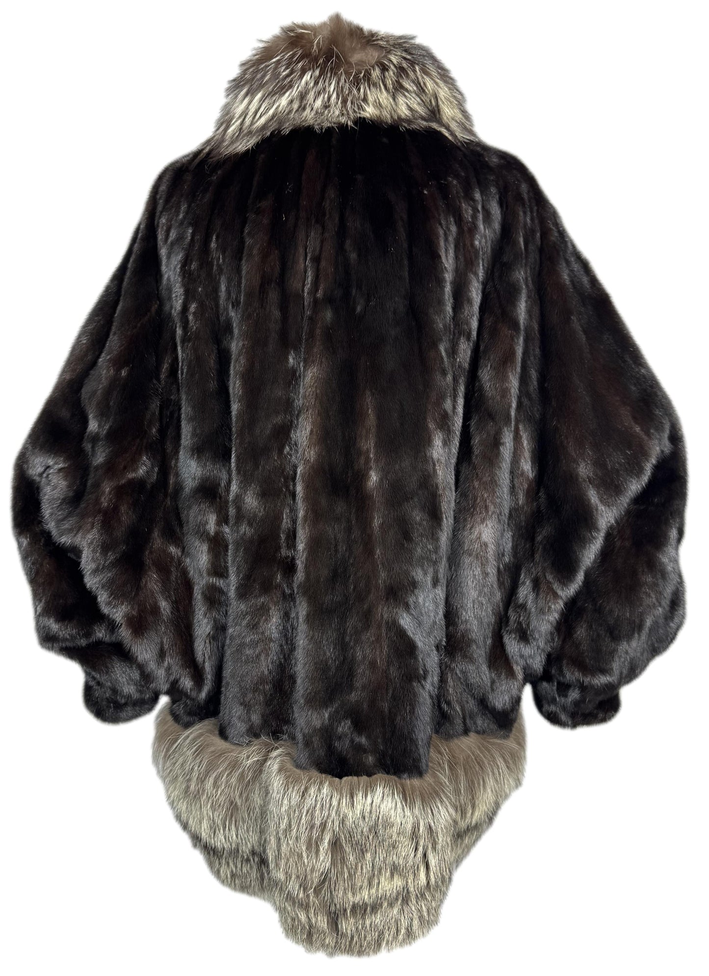 1980's Christian Dior Mink & Fox Fur Bat Wing Cocoon Coat Jacket