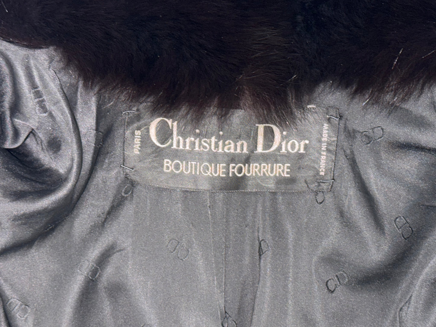 Vintage 1970's Christian Dior Black Broadtail & Fox Kimono Fur Coat