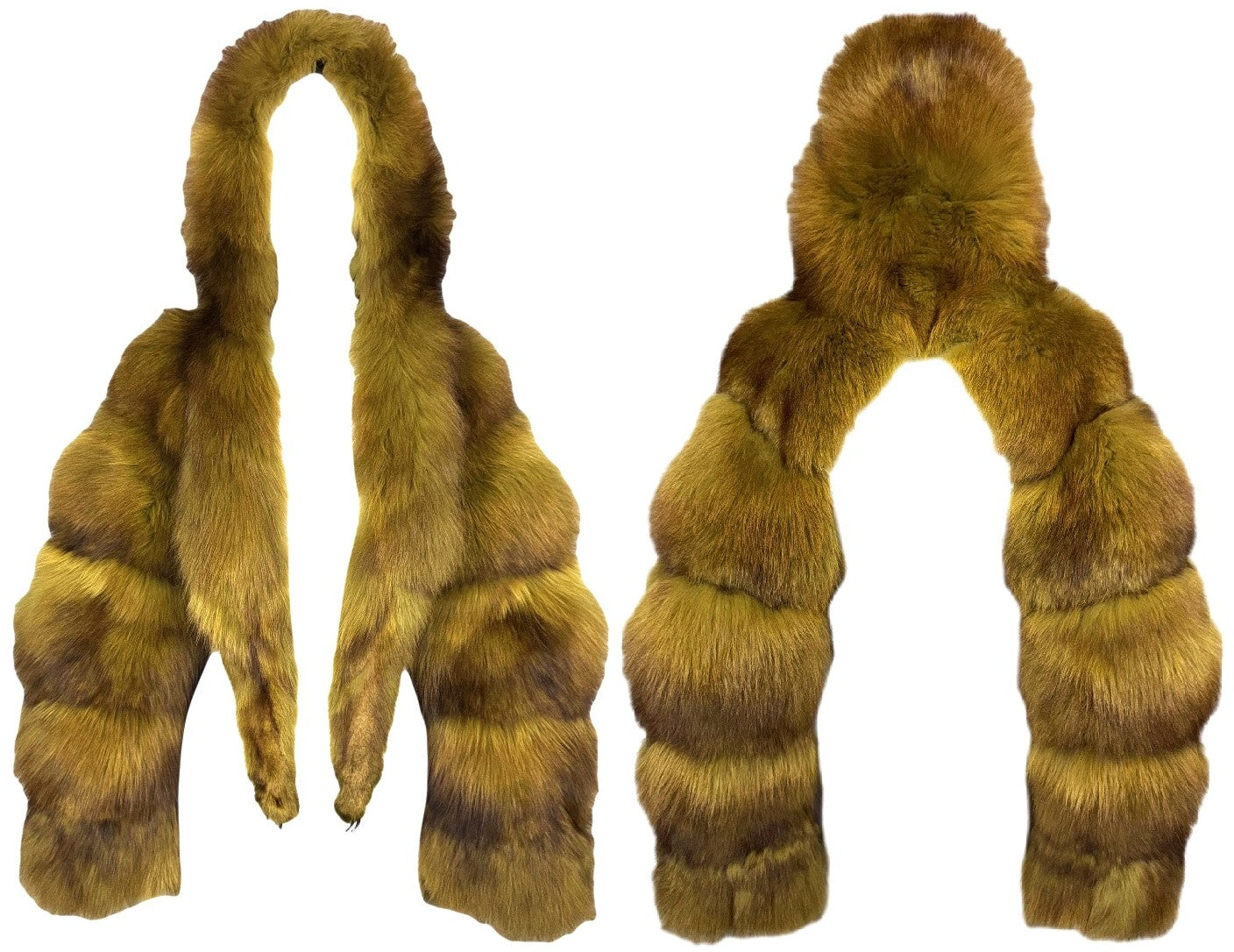 Vintage 1980's Fendi x Karl Lagerfeld Green & Brown Fox Fur Hooded Cropped Jacket Coat