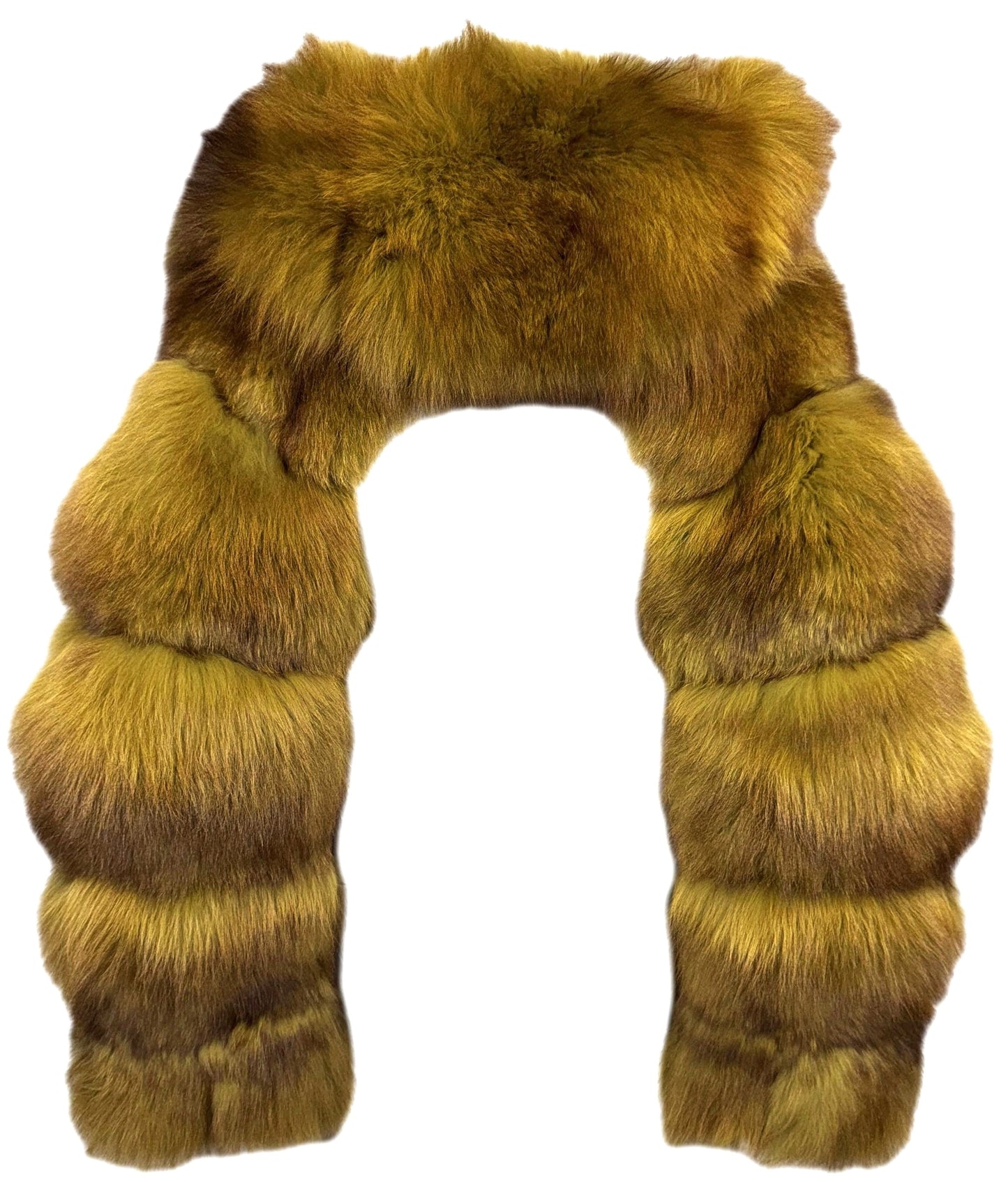 Vintage 1980's Fendi x Karl Lagerfeld Green & Brown Fox Fur Hooded Cropped Jacket Coat