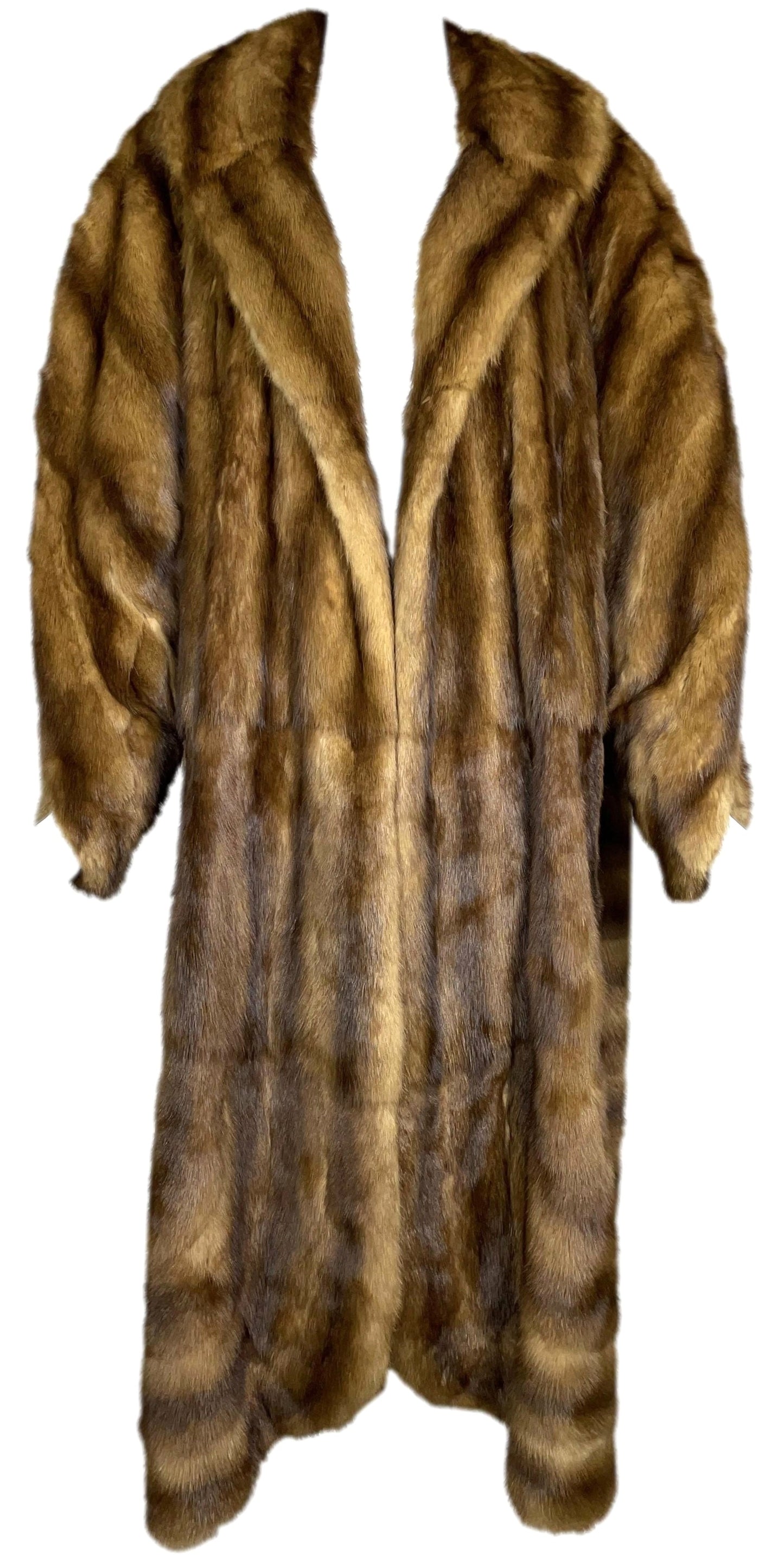 F/W 1986 Fendi x Karl Lagerfeld Kolinsky Sable Fur 1920's Flapper Style Open Front Long Coat