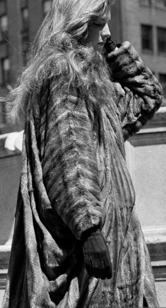 F/W 1986 Fendi x Karl Lagerfeld Kolinsky Sable Fur 1920's Flapper Style Open Front Long Coat