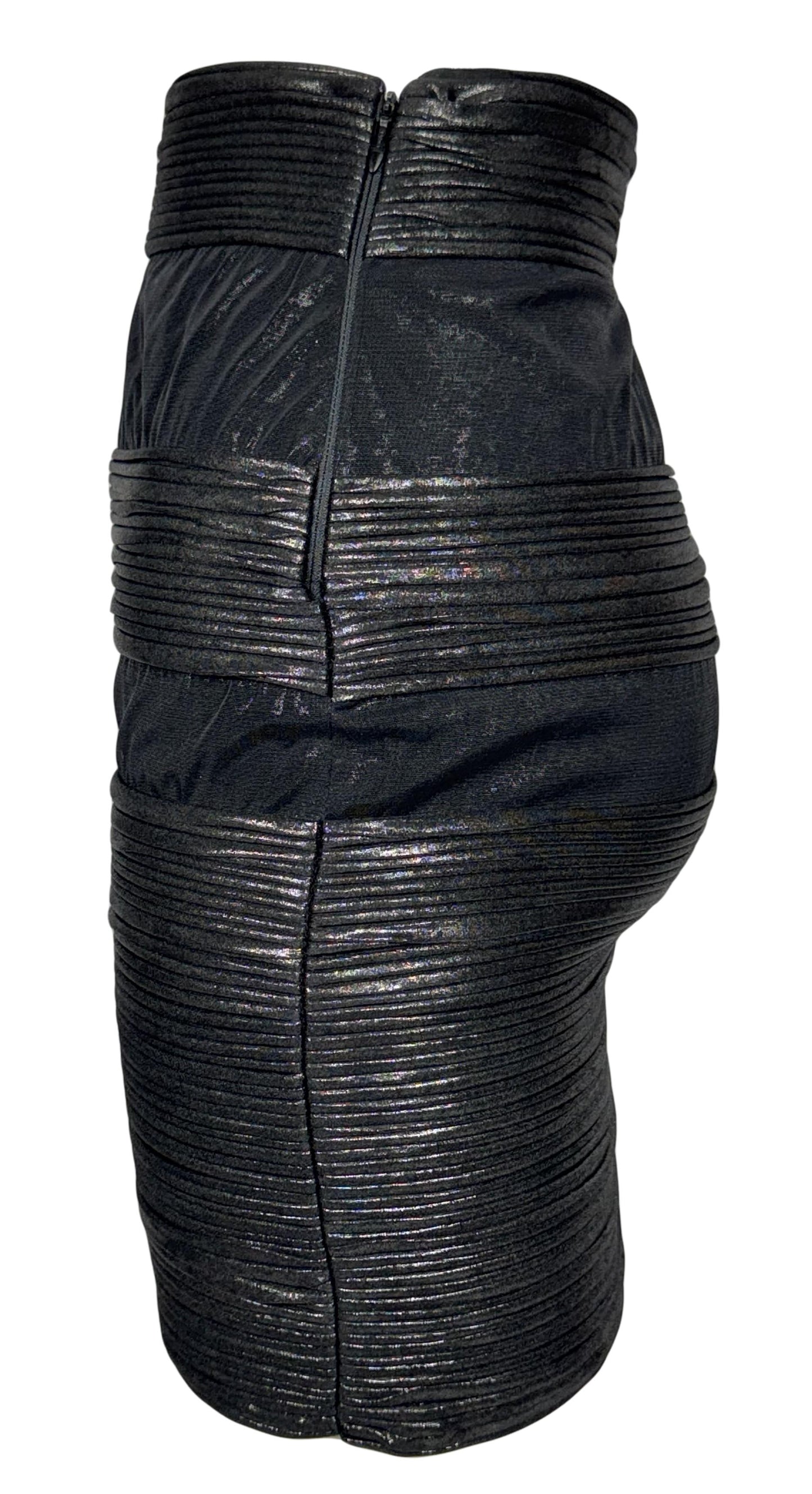 F/W 1987 Gianfranco Ferre Black Nylon Bodycon Mini Skirt