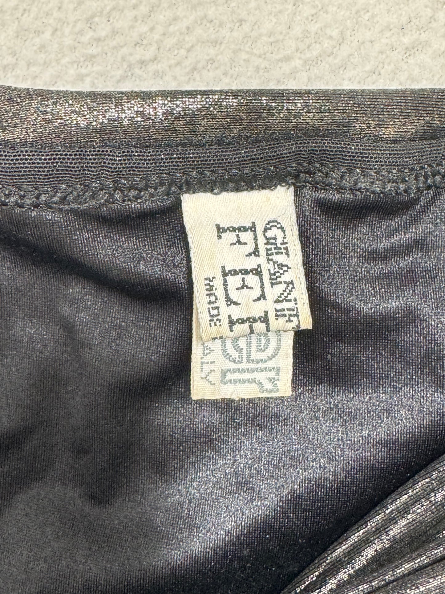 F/W 1987 Gianfranco Ferre Black Nylon Bodycon Mini Skirt