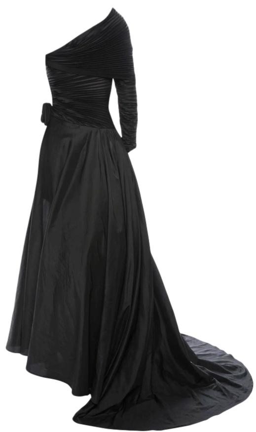 F/W 1988 Fendi x Karl Lagerfeld NWT SEXY Black Single Arm Open Side High Slit Ballgown Dress Gown