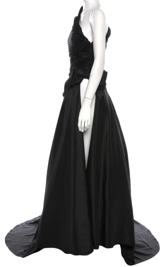 F/W 1988 Fendi x Karl Lagerfeld NWT SEXY Black Single Arm Open Side High Slit Ballgown Dress Gown