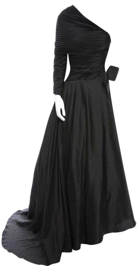 F/W 1988 Fendi x Karl Lagerfeld NWT SEXY Black Single Arm Open Side High Slit Ballgown Dress Gown