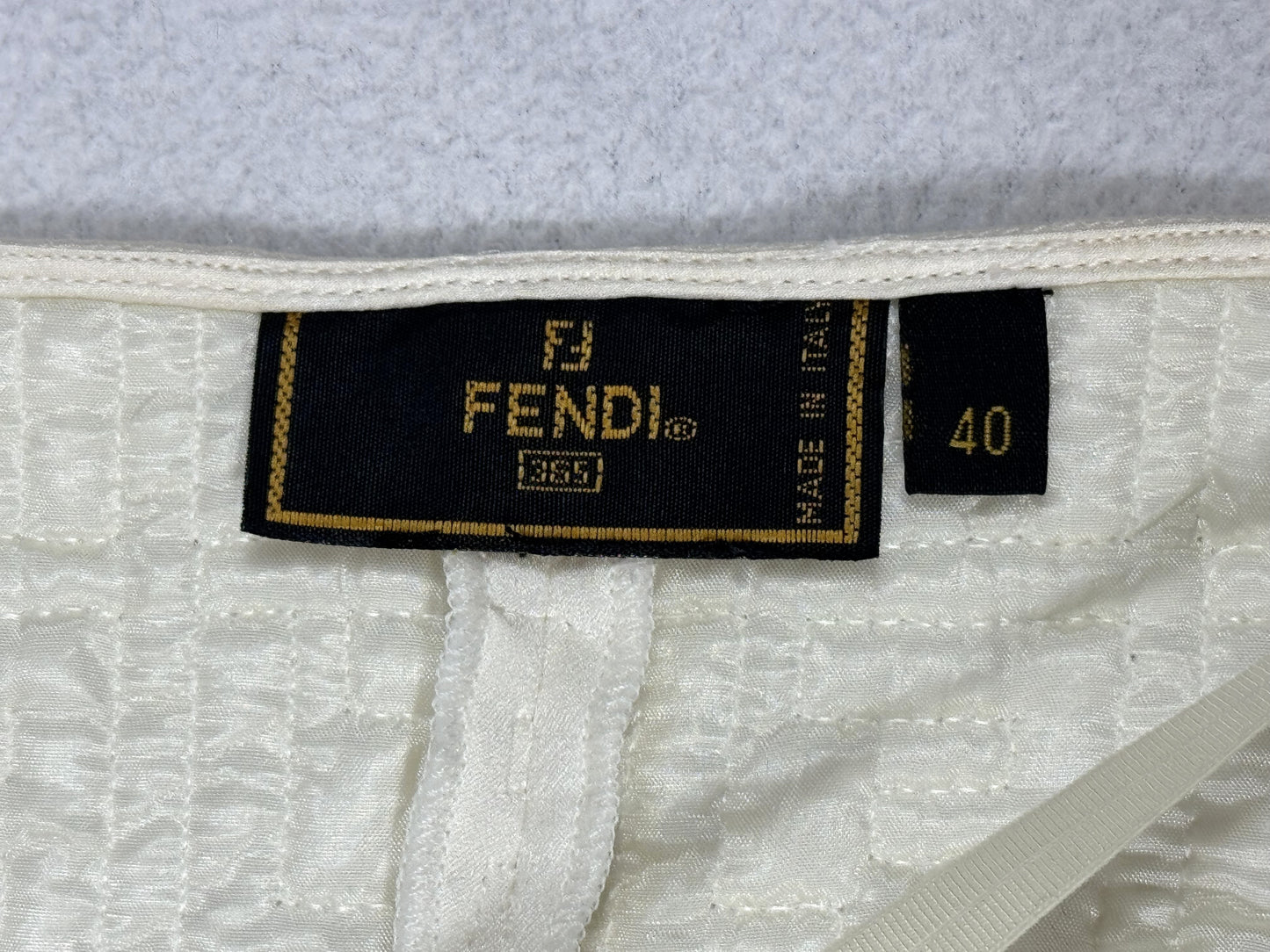 Vintage 1990's Fendi x Karl Lagerfeld Ivory Logo Monogram Satin Cheongsam Double High Slits Maxi Dress