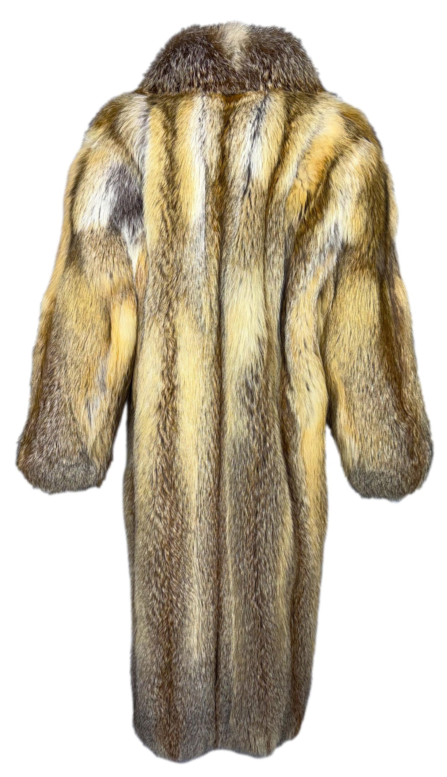 Vintage 1990's Fendi x Karl Lagerfeld Golden Island Fox Fur Midi Length Coat