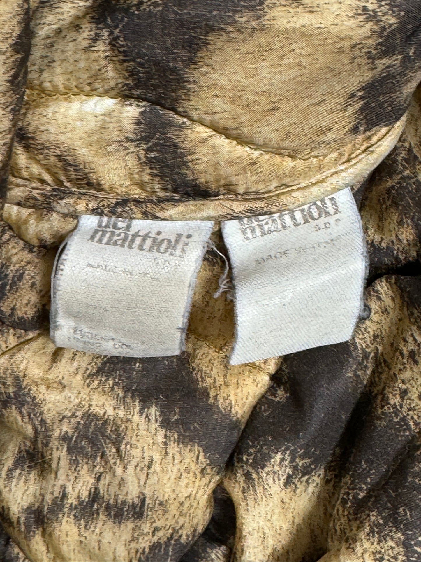 1990's Gianfranco Ferre Fur Print Puffer Coat Jacket w Sable Fur Collar