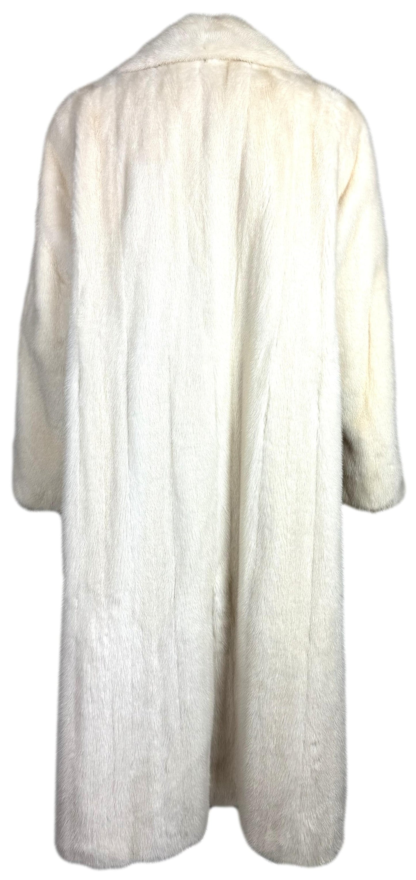 1990's Valentino Couture Winter White Mink Fur Old Hollywood Glamour Full Length Long Coat