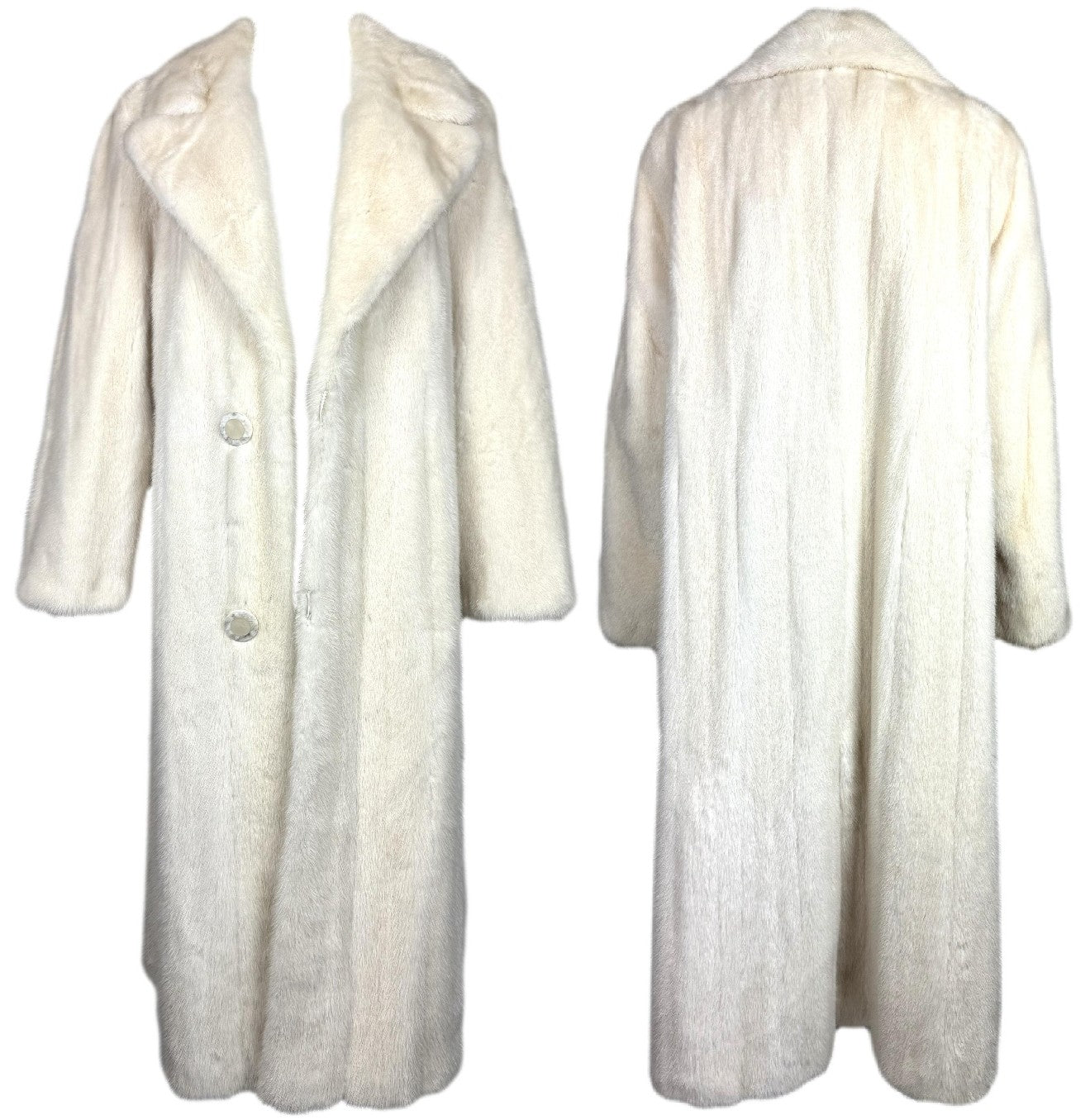 1990's Valentino Couture Winter White Mink Fur Old Hollywood Glamour Full Length Long Coat