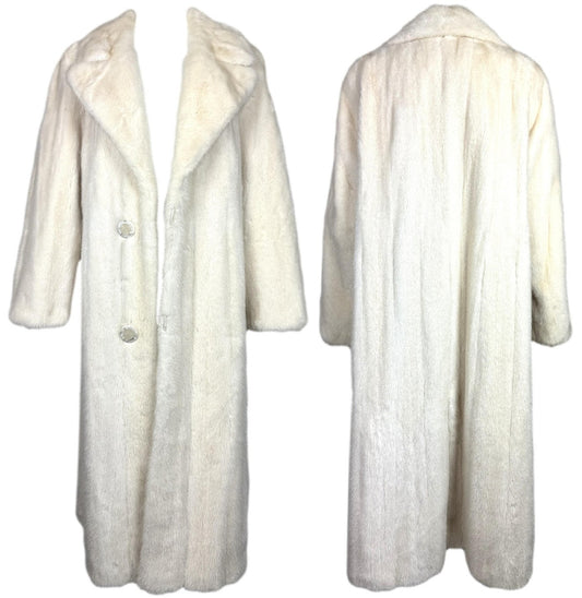 1990's Valentino Couture Winter White Mink Fur Old Hollywood Glamour Full Length Long Coat