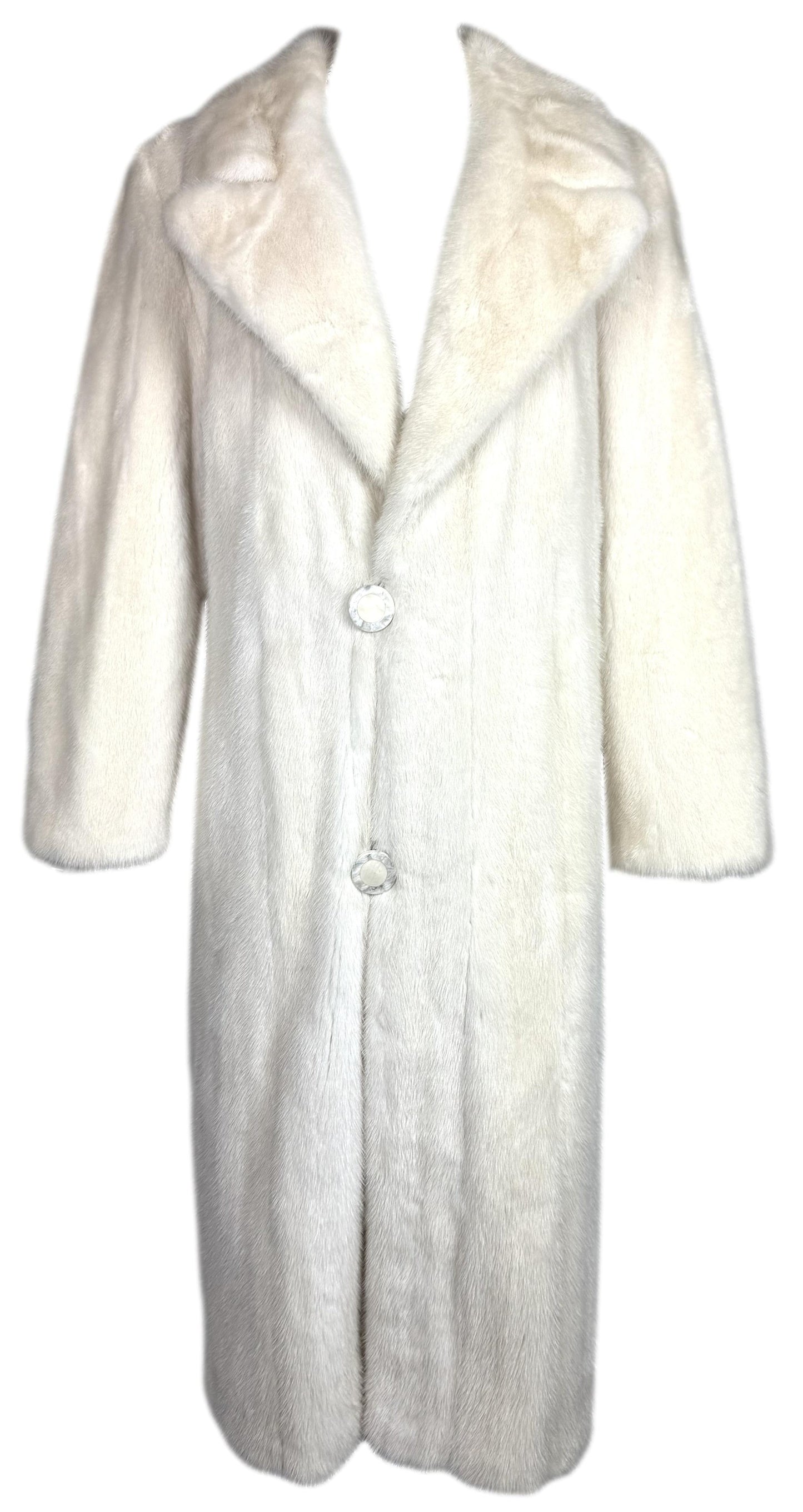 1990's Valentino Couture Winter White Mink Fur Old Hollywood Glamour Full Length Long Coat