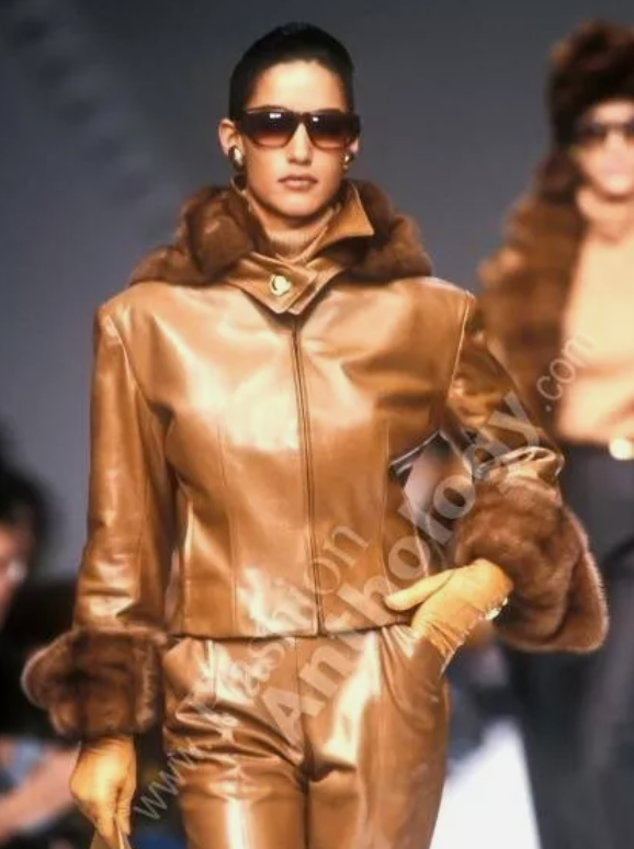 F/W 1990 Christian Dior by Gianfranco Ferre Runway Leather Hooded Mink Cropped Jacket
