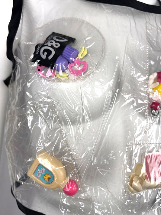 RARE Vintage 1990's D&G by Dolce & Gabbana Barbie Clear Plastic Novelty Tank Crop Top