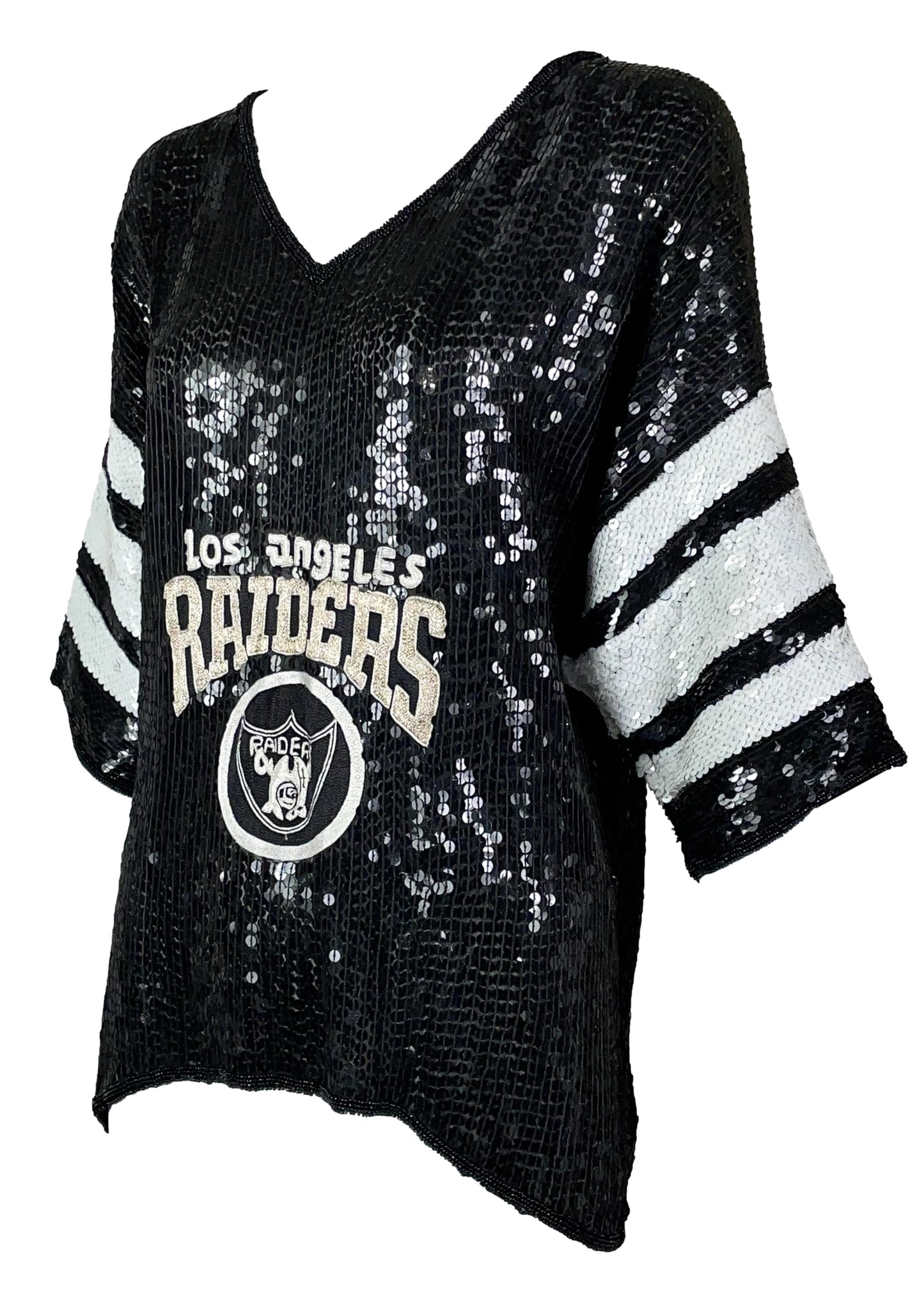Vintage 1990's Jeanette St. Martin Sport LA Raiders Beaded Sequin Tunic Top