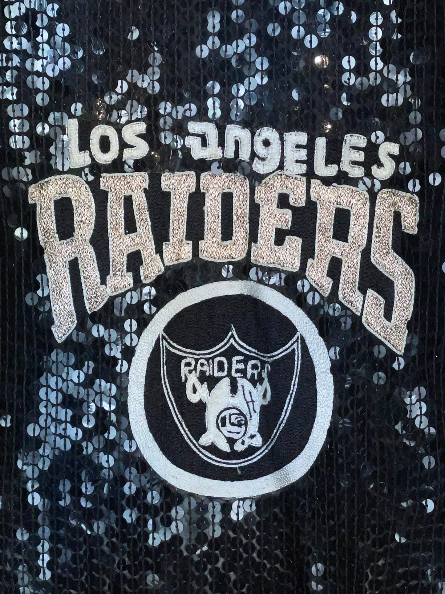 Vintage 1990's Jeanette St. Martin Sport LA Raiders Beaded Sequin Tunic Top