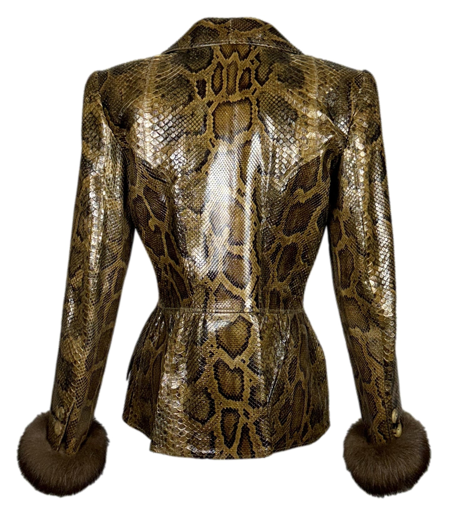 Vintage 1990's Valentino Haute Couture Python & Sable Fur Fitted Jacket