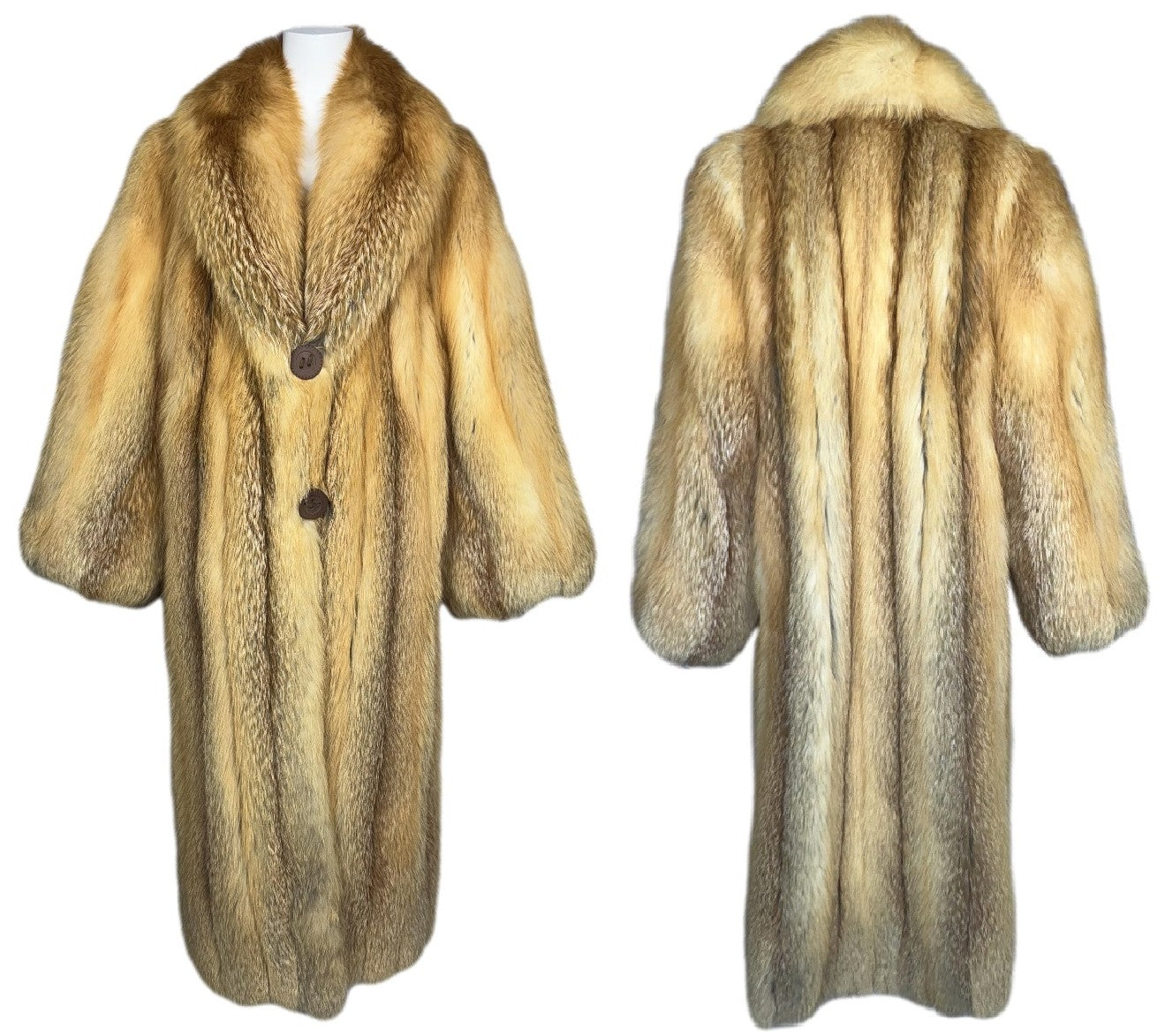 1990's Fendi x Karl Lagerfeld Long Full Length Golden Red Fox Fur Coat