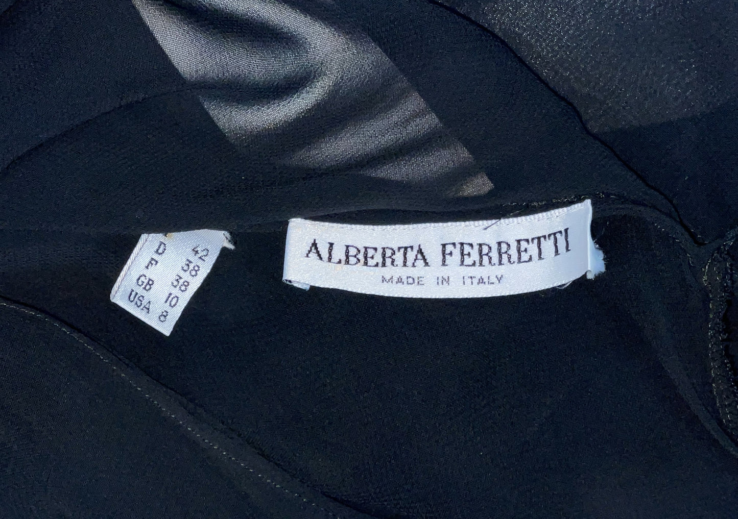 Vintage 1990's Alberta Ferretti Sexy Sheer Black Super High Slit Cut-Out Maxi Dress
