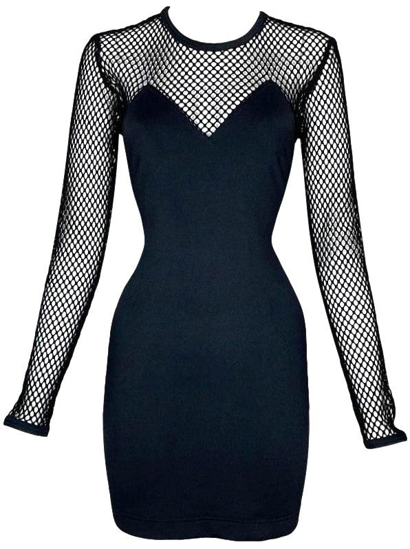 Vintage 1990's Chantal Thomass Sheer Black Fishnet Mini Dress