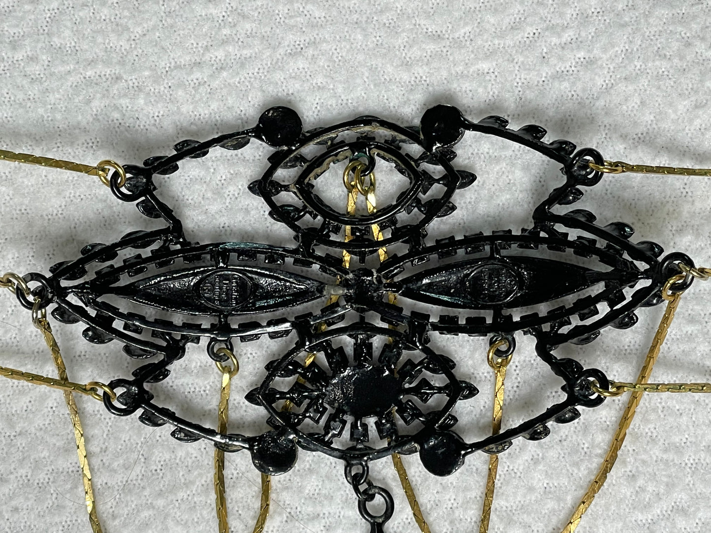 C. 1997 Christian Dior by John Galliano Victorian Goth Queen Large Black Gold Choker Necklace & Earrings