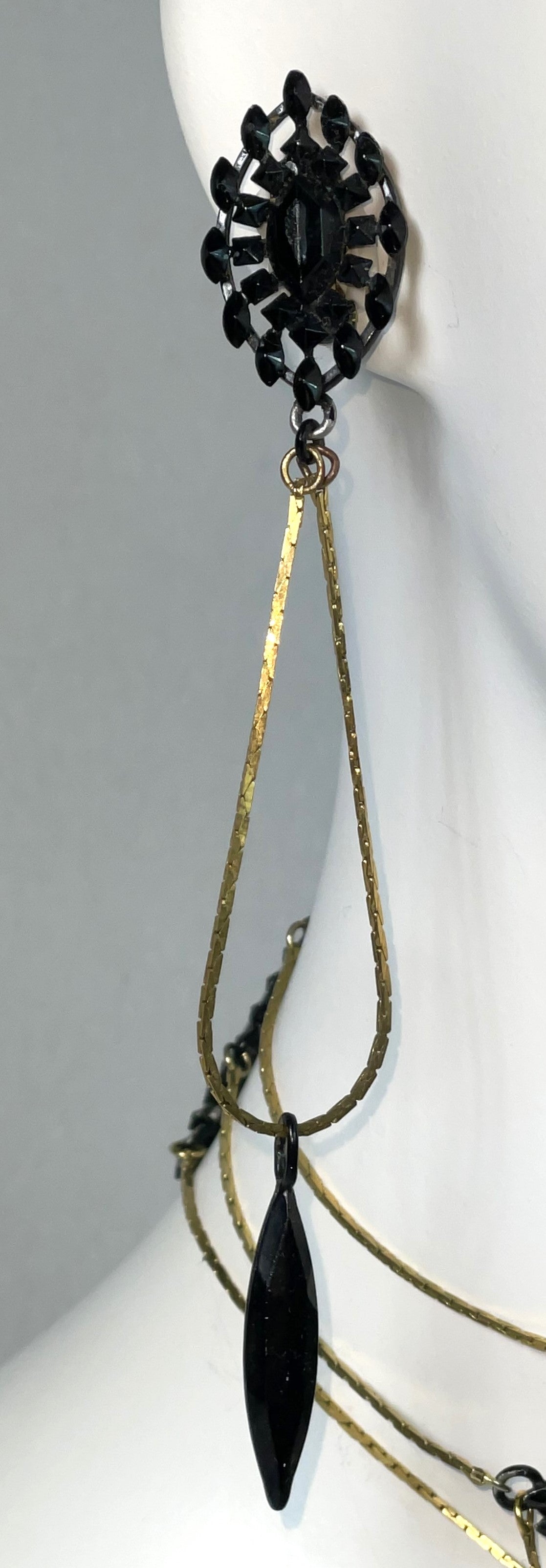 C. 1997 Christian Dior by John Galliano Victorian Goth Queen Large Black Gold Choker Necklace & Earrings