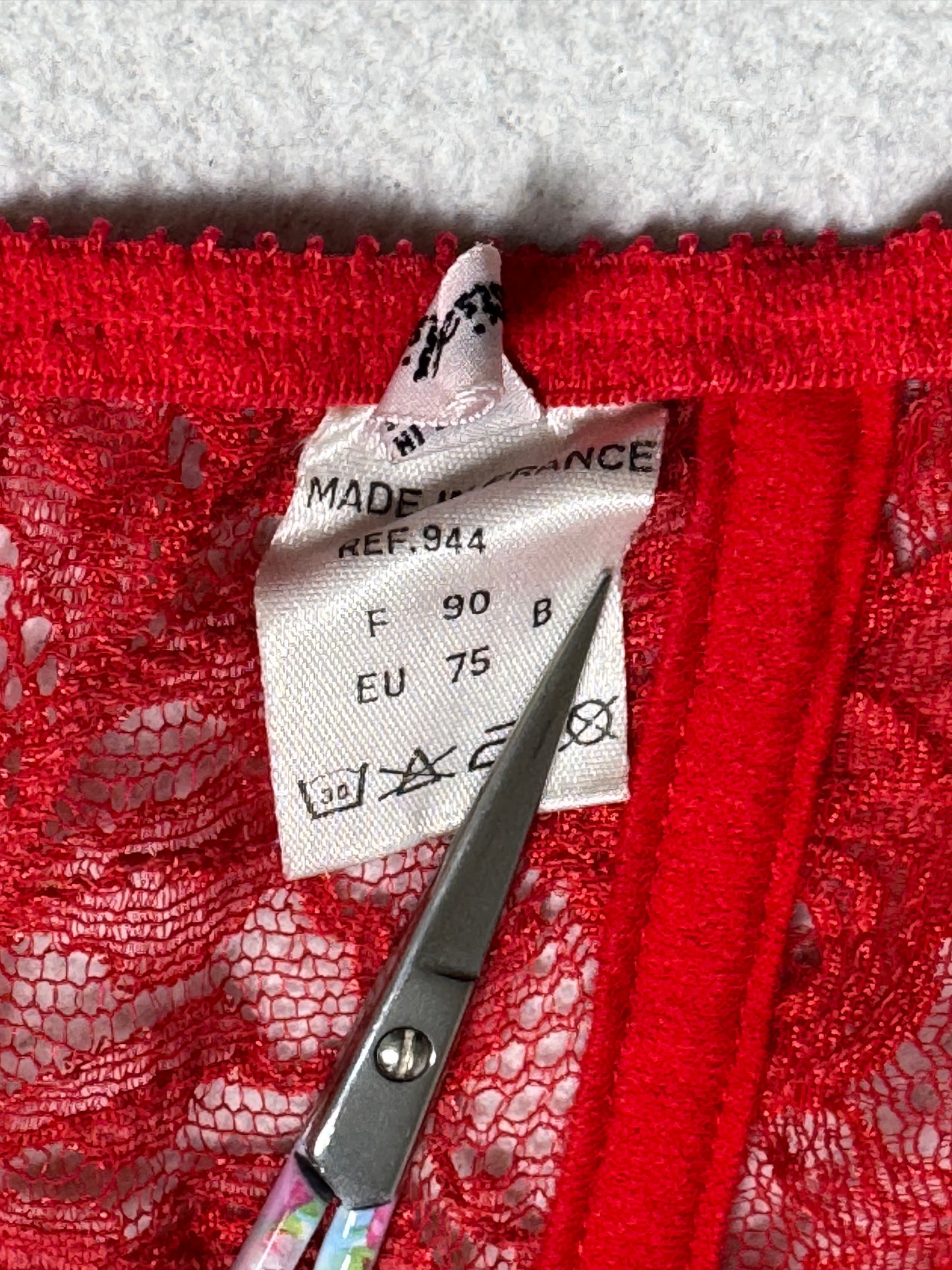 Vintage 1990's Christian Dior Sheer Red Lace Lolita Pin-Up Bow Cut-Out Bustier Crop Top