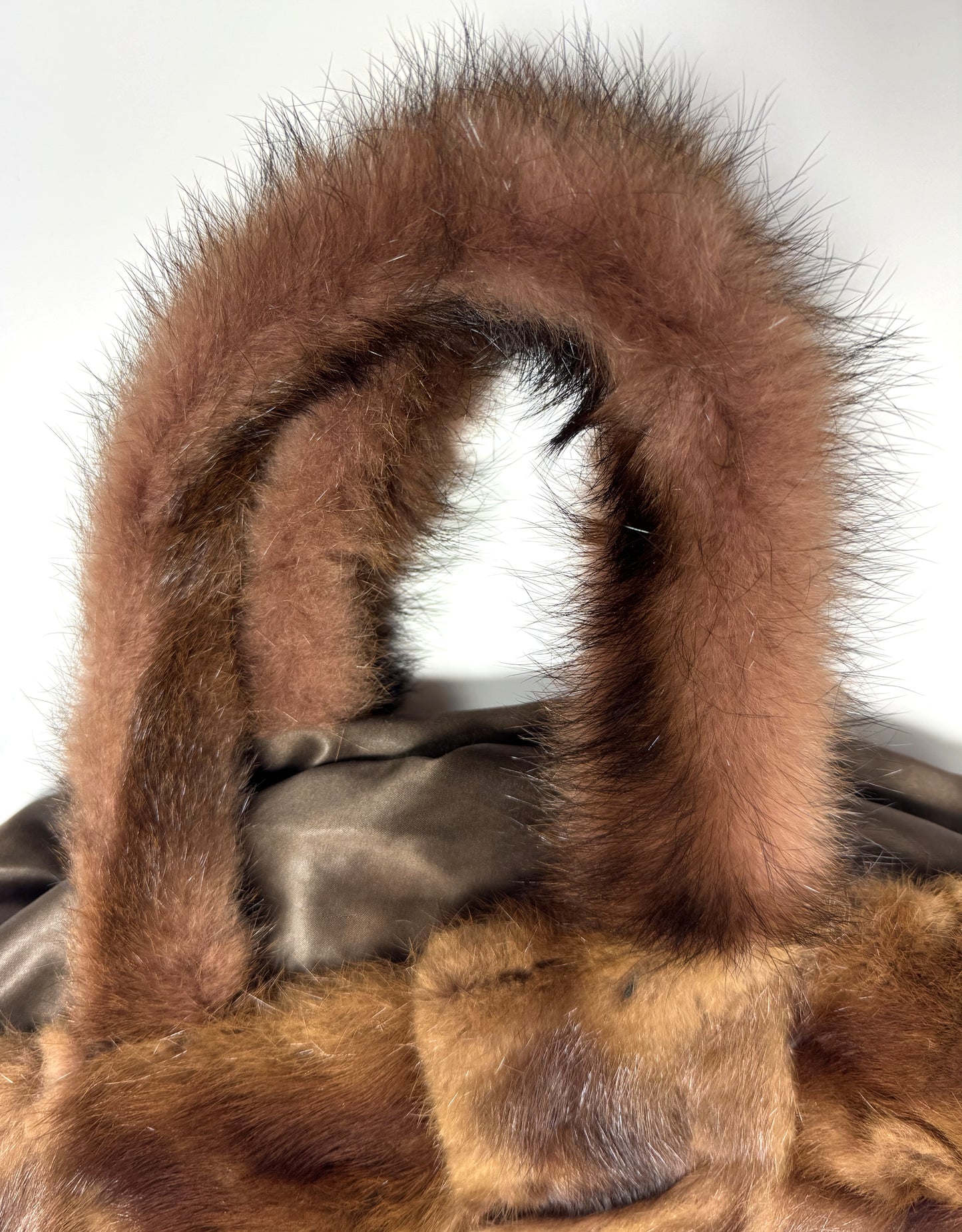 Vintage RARE 1990's Christian Lacroix Large Sable Fur Woven Hobo Shoulder Handbag Bag