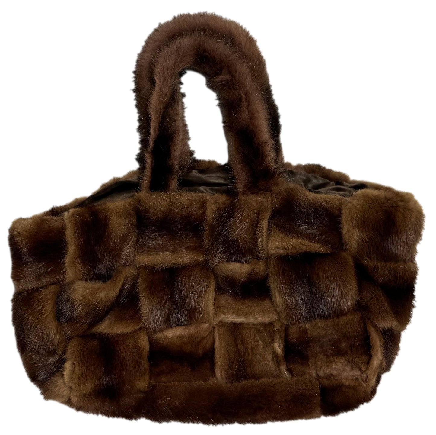 Vintage RARE 1990's Christian Lacroix Large Sable Fur Woven Hobo Shoulder Handbag Bag
